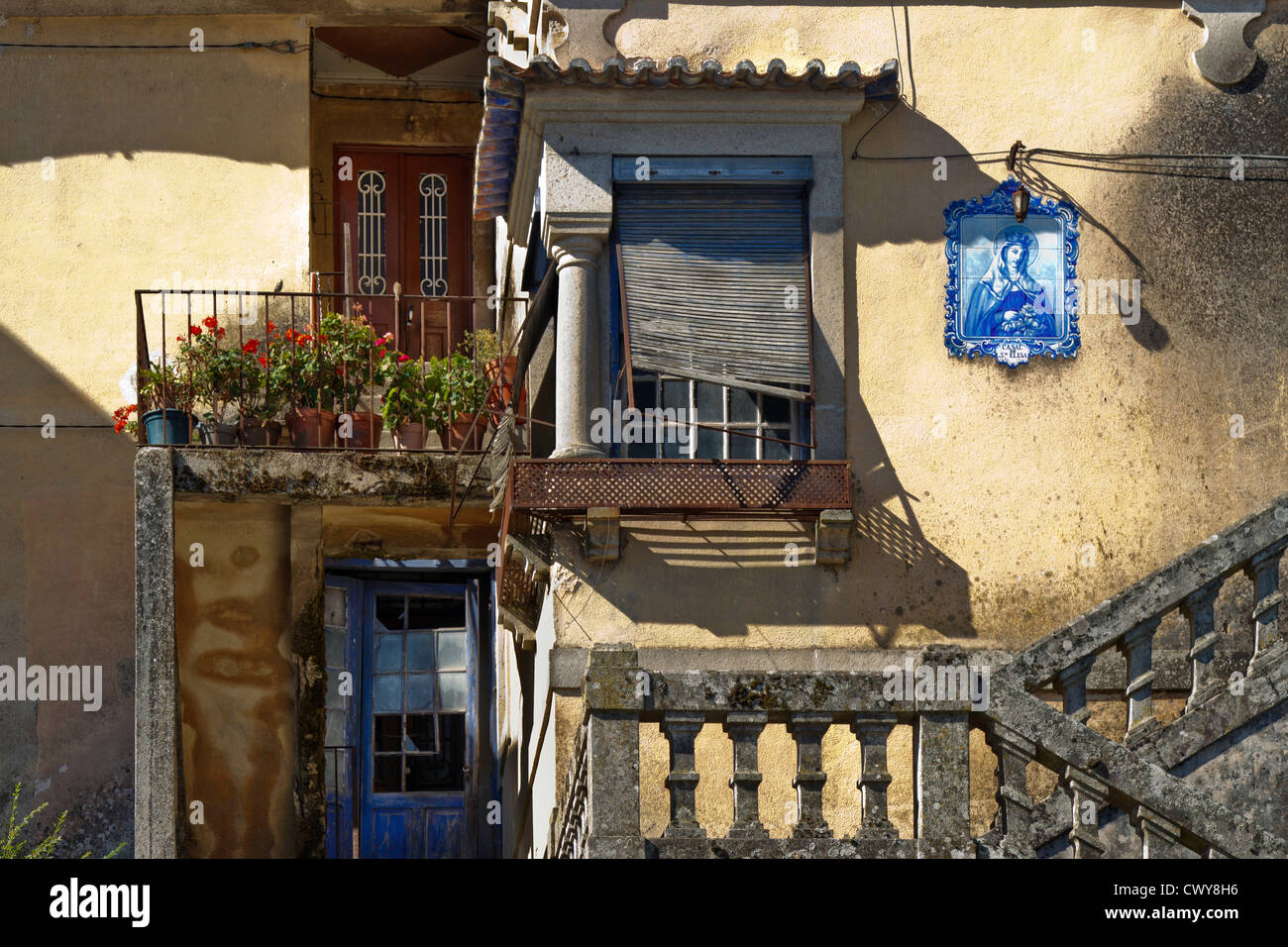 Detail of the traditional Portuguese architecture of an interesting house in Viseu Stock Photo
