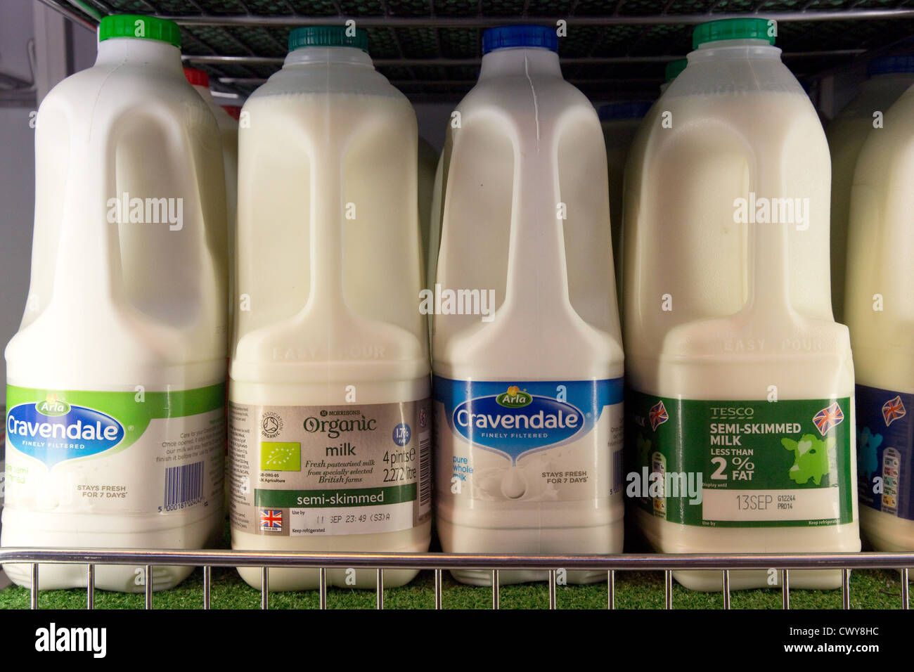 British Milk on display Stock Photo Alamy