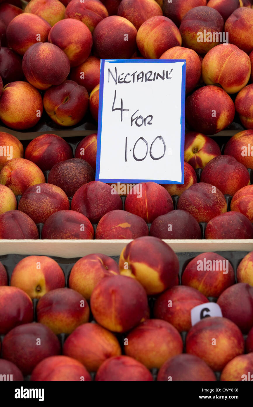 Nectarine for sale on a market stall Stock Photo Alamy