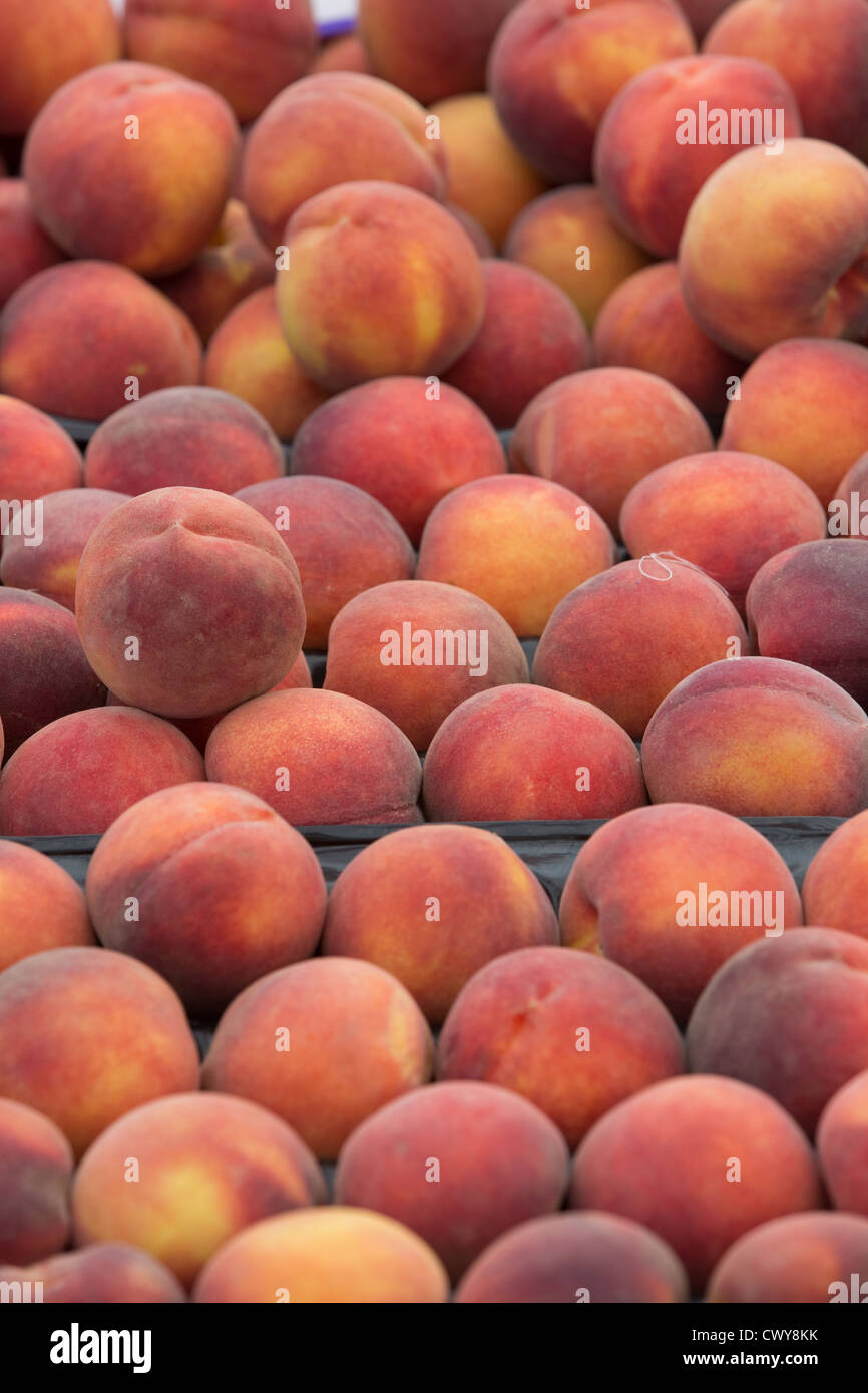 Peaches for sale on a market stall Stock Photo Alamy