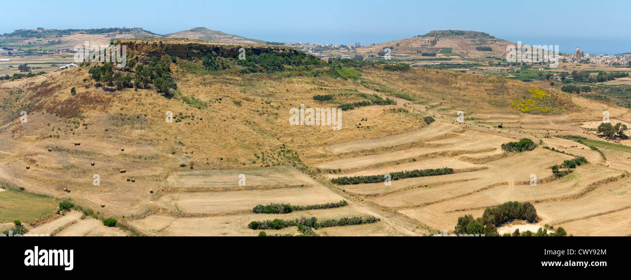 Panoramic country scene Island of Gozo, Mediterranean Sea Stock Photo