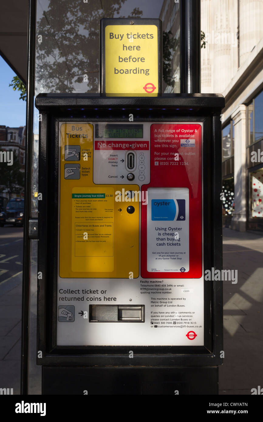 Bus ticket vending machine in Oxford Street London, England Stock Photo