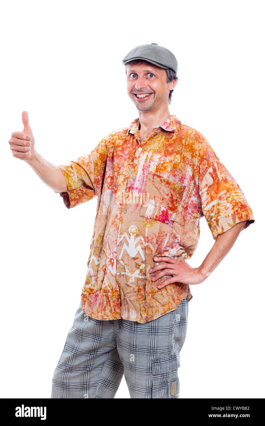 Portrait of funny smiling man thumb up, isolated on white background Stock Photo - Alamy Portrait of funny smiling man thumb up, isolated on white background Stock Photo - Alamy