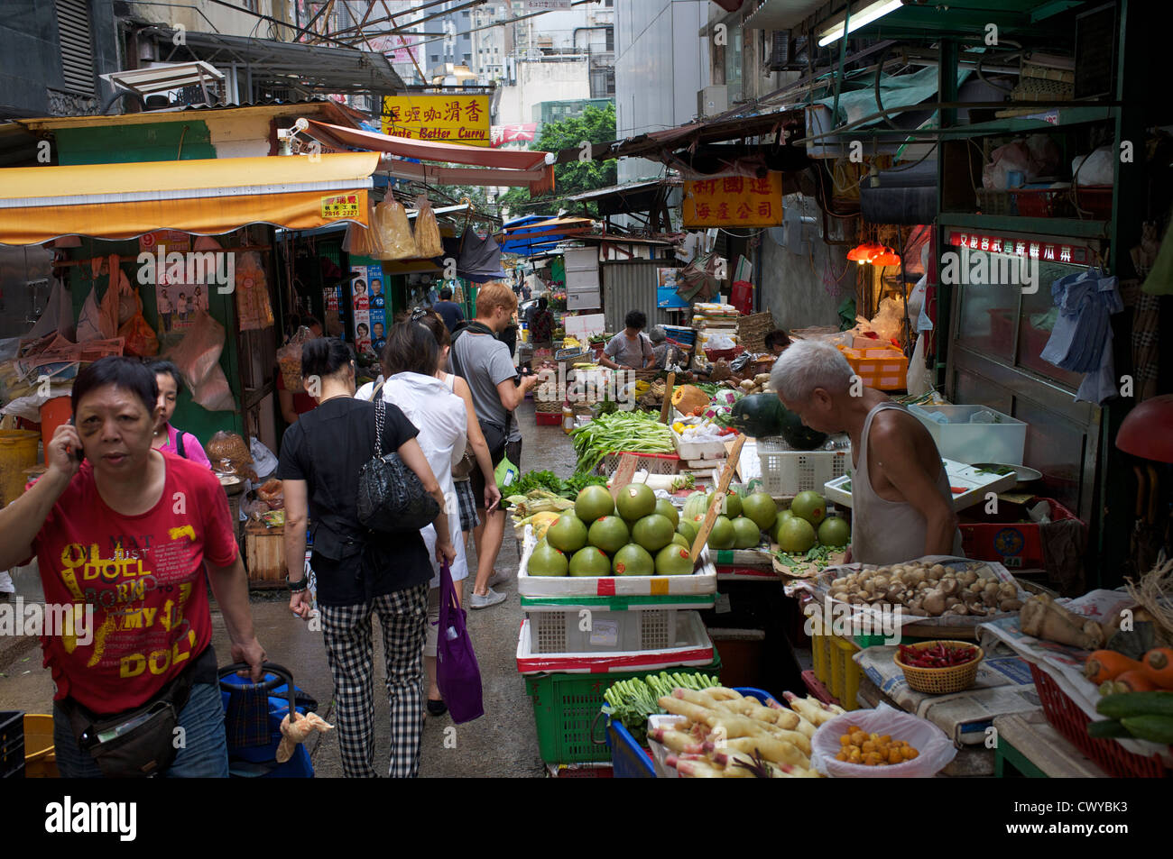 Food market in Central Hong Kong. 28-Aug-2012 Stock Photo