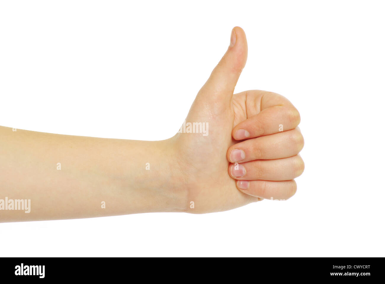 success hand sign isolated on white Stock Photo