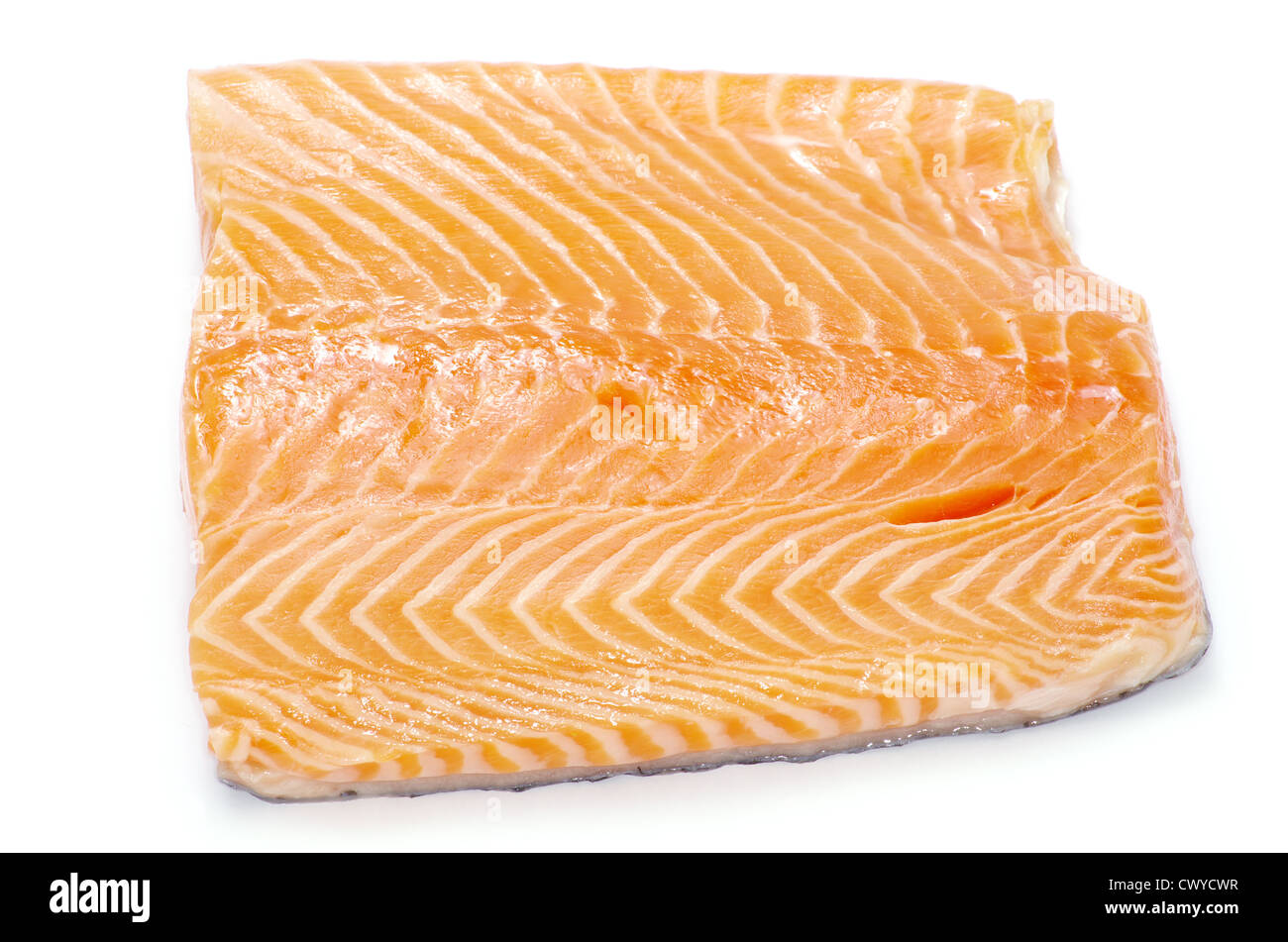 salmon steak red fish on white Stock Photo