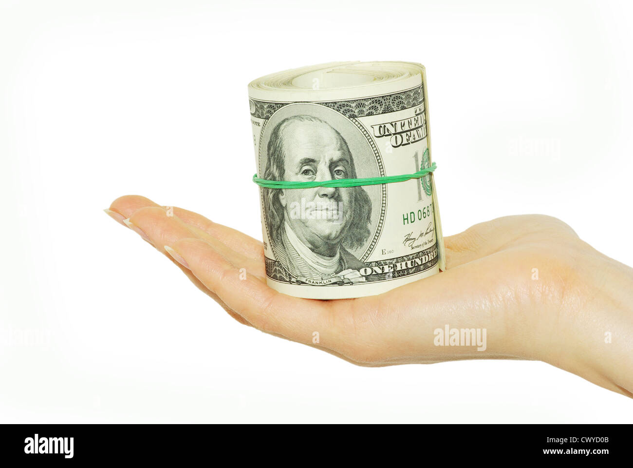 Hand with money isolated on white background Stock Photo - Alamy
