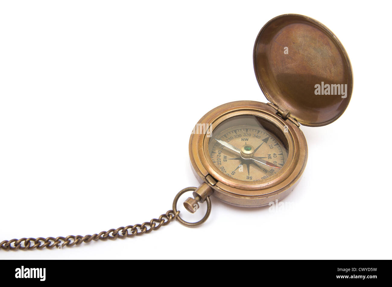 Antique brass compass stock image. Image of isolated, north - 1624275