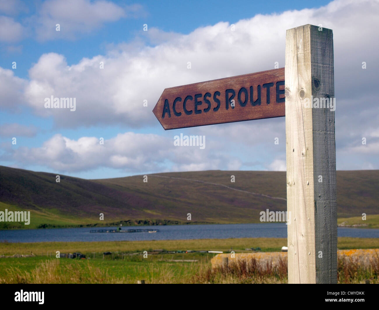 Access route sign, Fetlar, Shetland Stock Photo