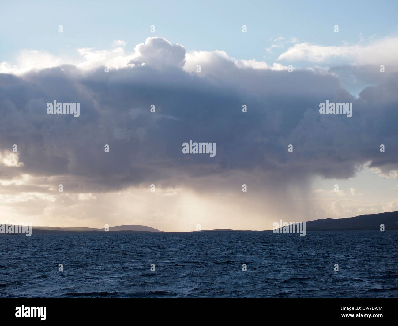 Evening clouds from Westray to Kirkwall ferry, Orkney Stock Photo