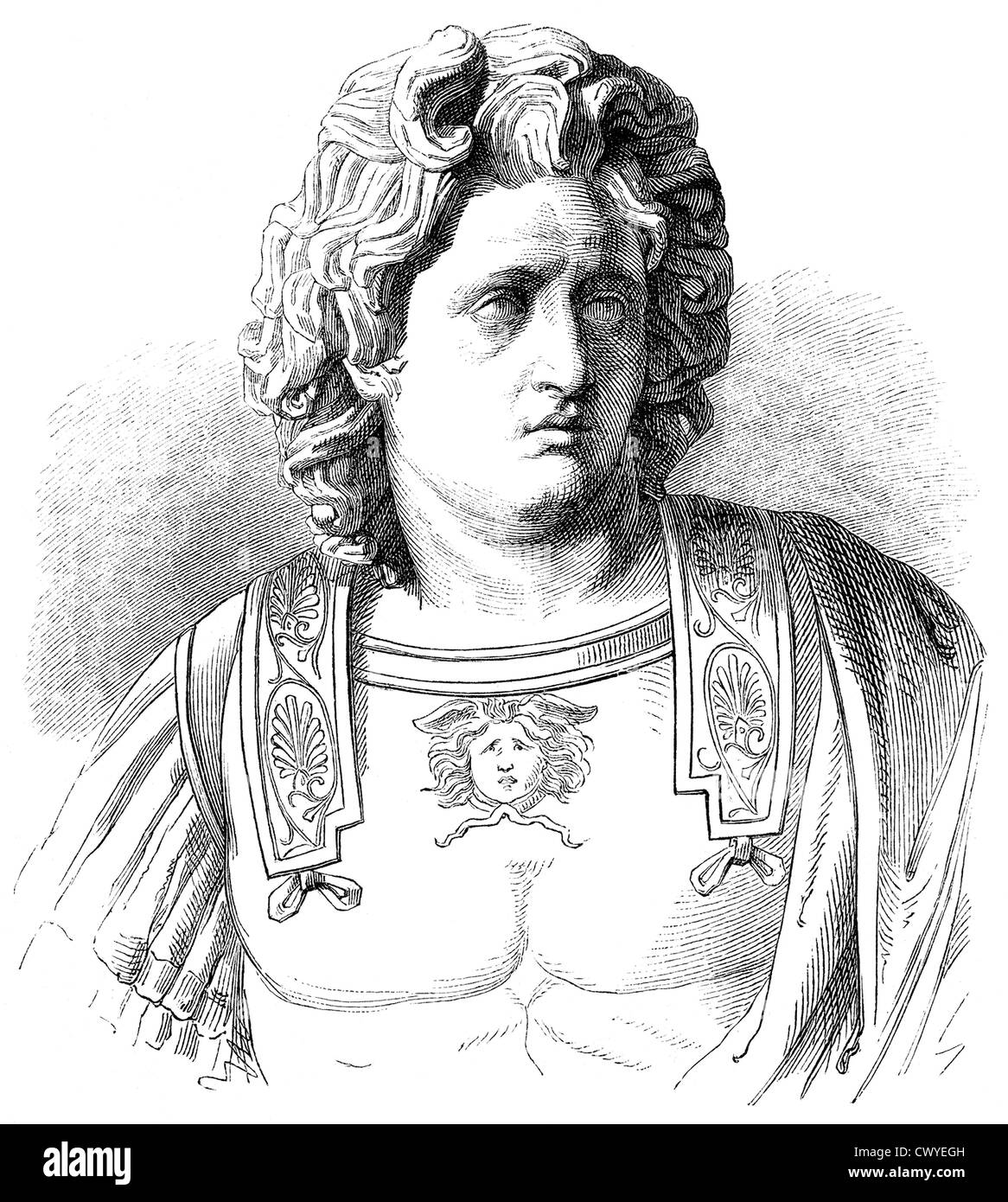 Alexander the Great or Alexander III of Macedon, 356-323 BC, king of Macedon and hegemon of the Corinthian League, Stock Photo