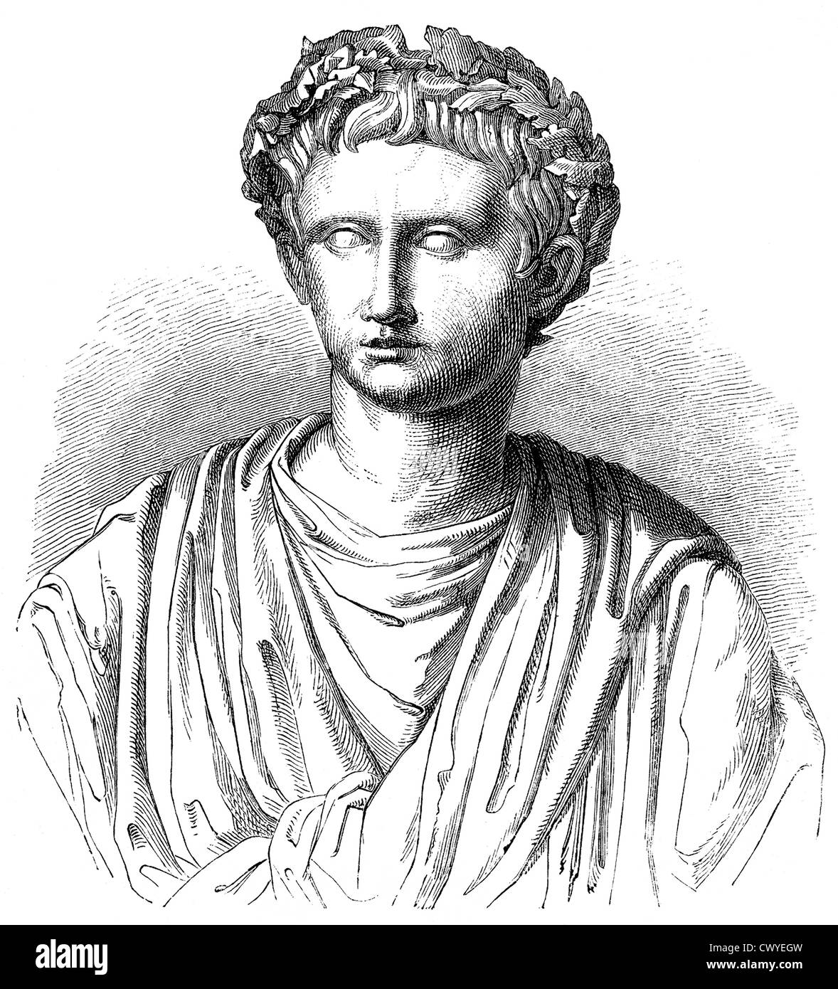 Agustus or Gaius Ocatvius, 63 BC - 14 AD, first Roman emperor, Stock Photo