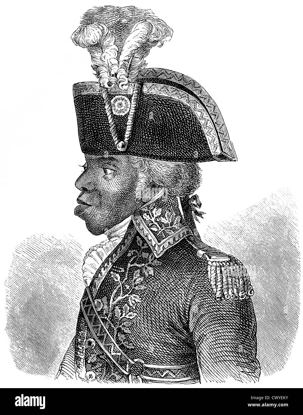 François-Dominique Toussaint L'Ouverture or Louverture 1743 - 1803, a Haitian national hero of African descent and a leader of t Stock Photo
