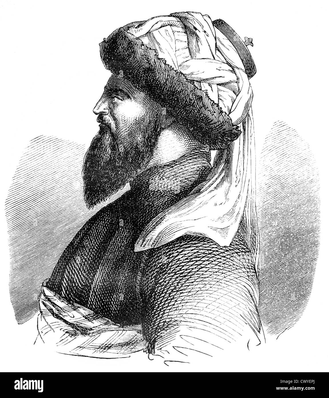 Imam Shamil, 1797 - 1871, a political and religious leader of the Muslim mountain peoples in the Caucasus and Chechnya Dagestan Stock Photo