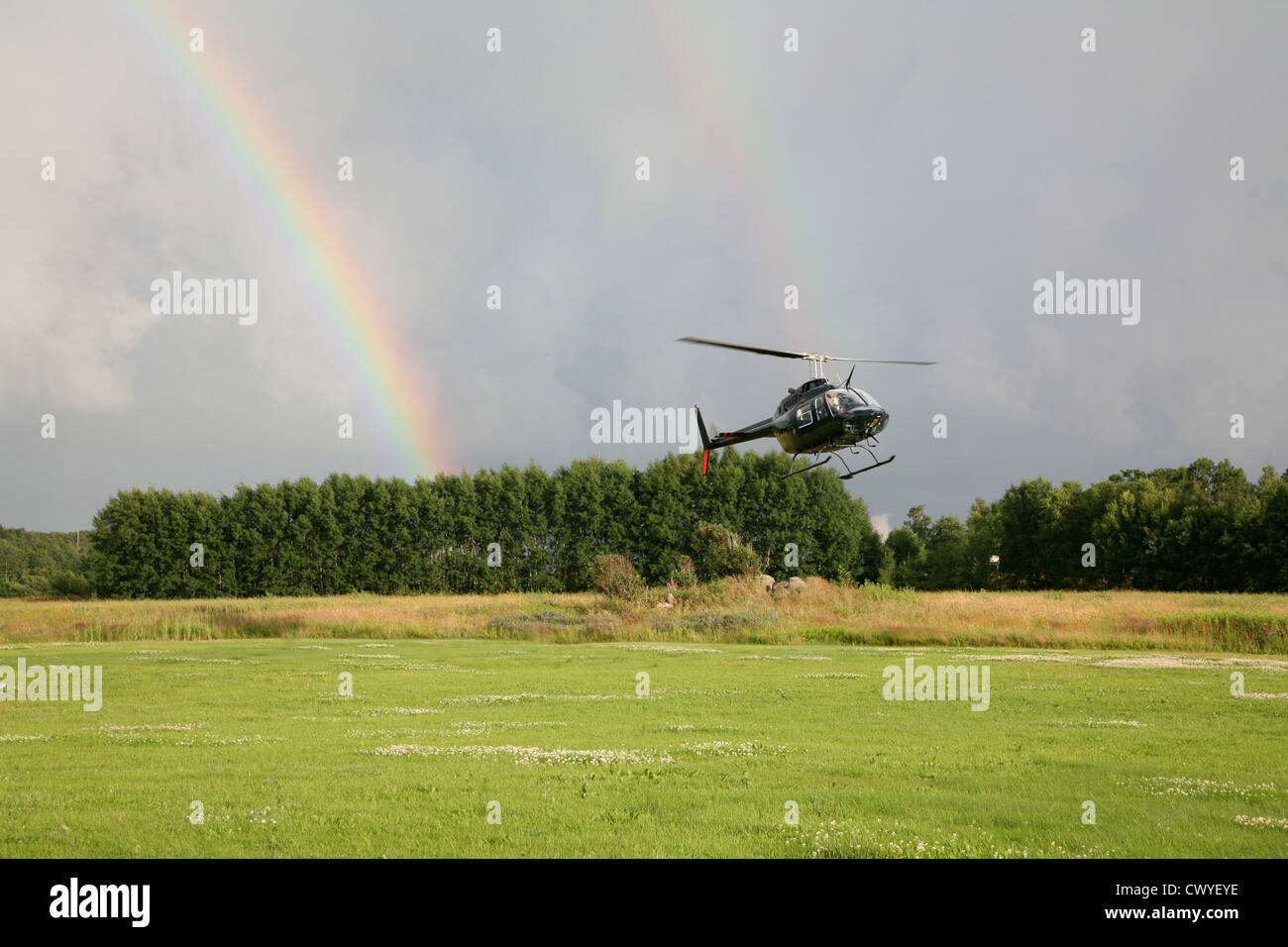 Landing Helicopter Stock Photo