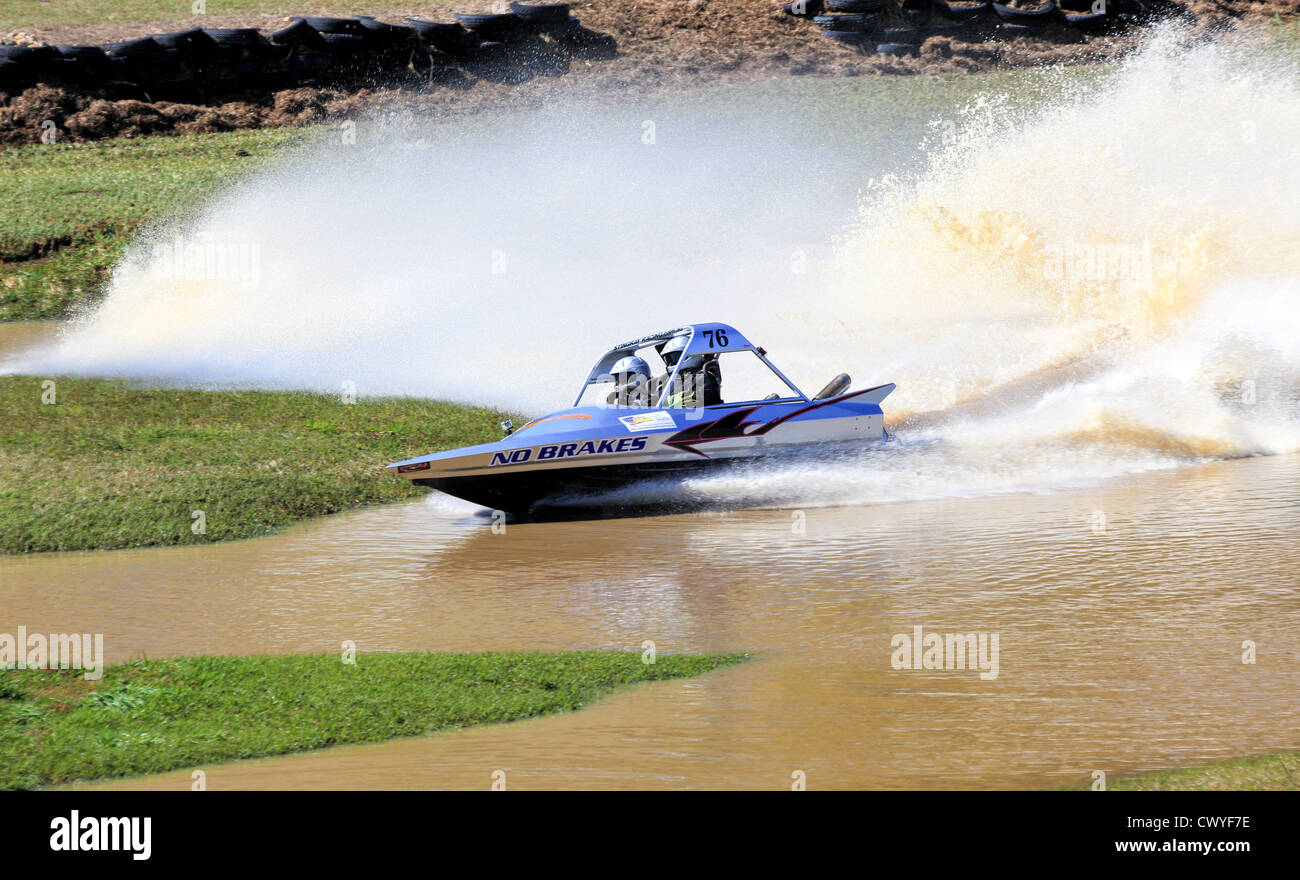 Australian Jet Sprint Boat championship timed sprint runs on enclosed