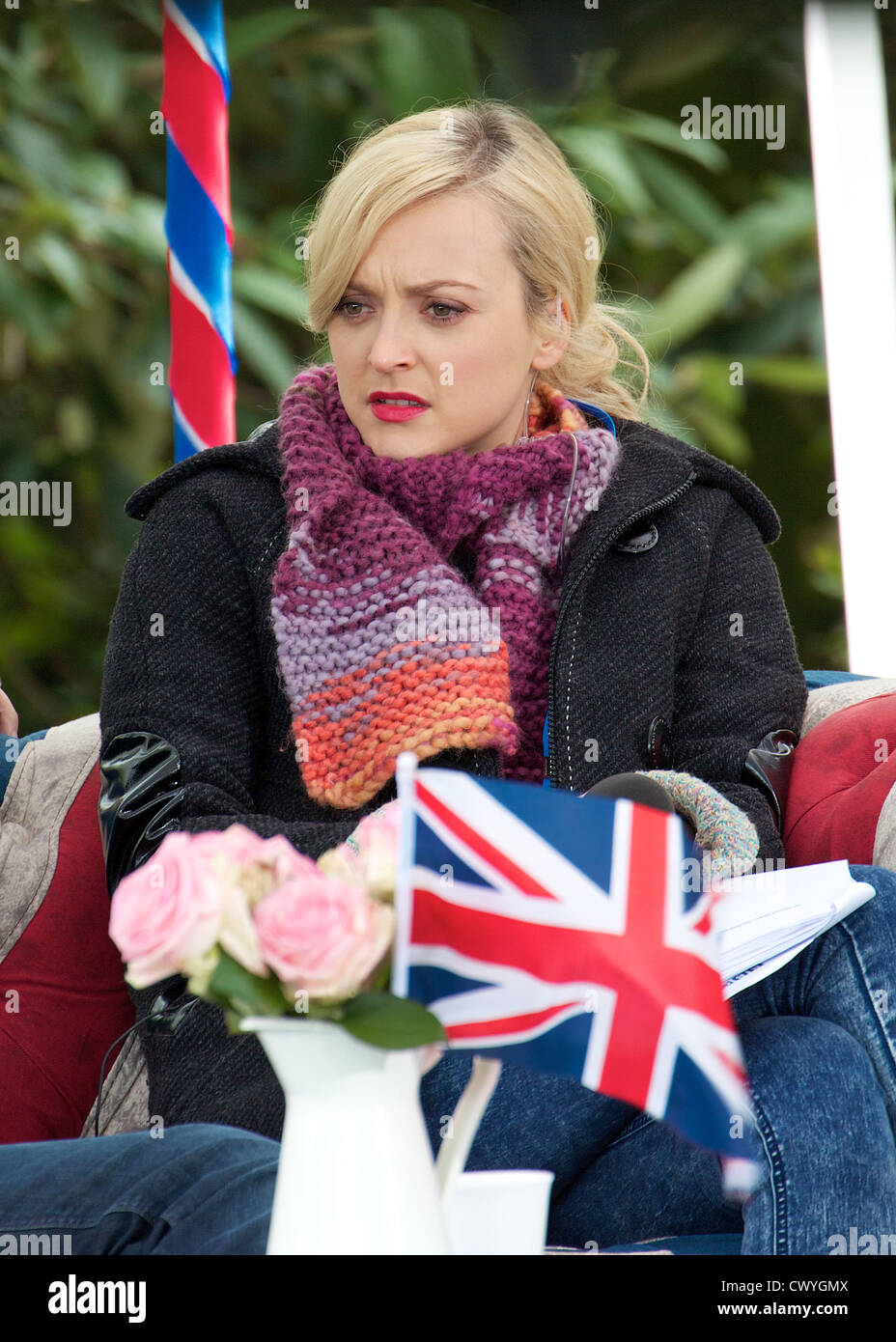 Fearne Cotton prepares to present from St James's Park on the final day of the Diamond Jubilee celebrations. Stock Photo