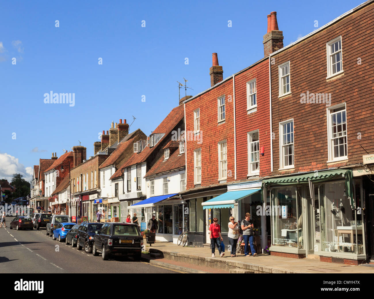 Small Wealden town shops in the High Street, Cranbrook, Kent, England, UK, Britain Stock Photo