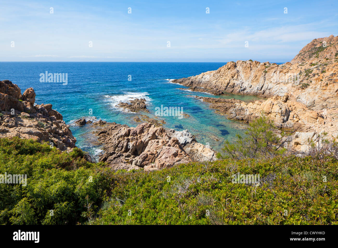 Coast North of the beach of Peraiola, Corsica, France Stock Photo