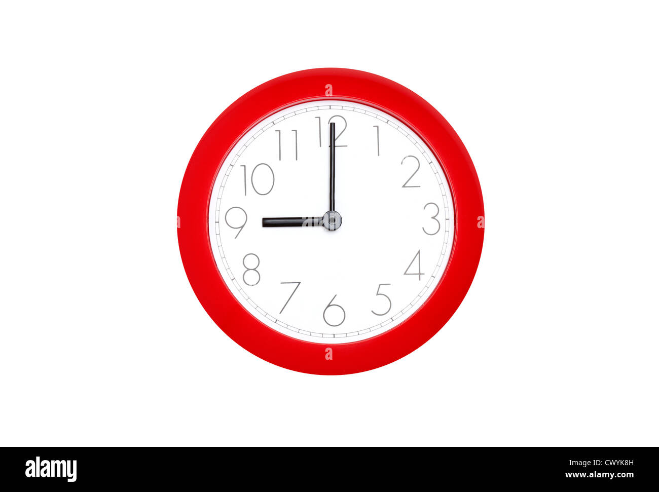 red clock, nine o clock, Stock Photo