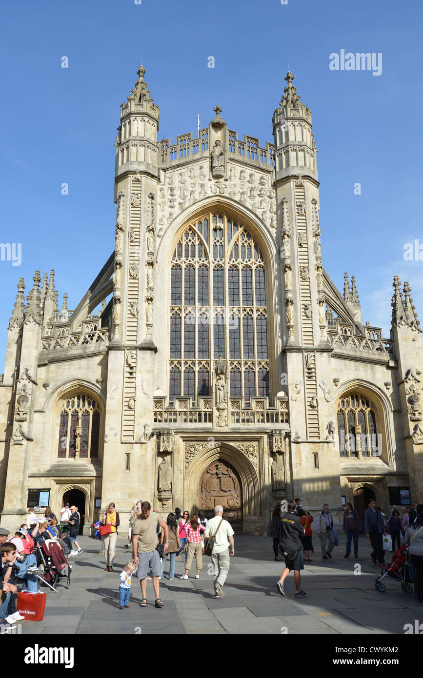 The West Front, Bath Abbey, Bath, Somerset, England, United Kingdom Stock Photo