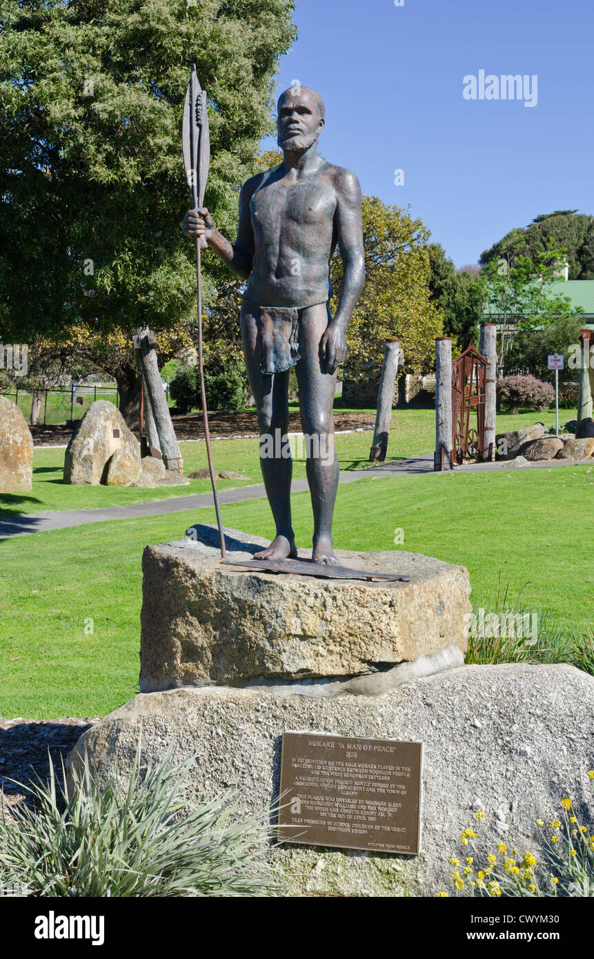 Statue of Mokare, Alison Hartman Gardens, Albany, Western Australia, Australia Stock Photo