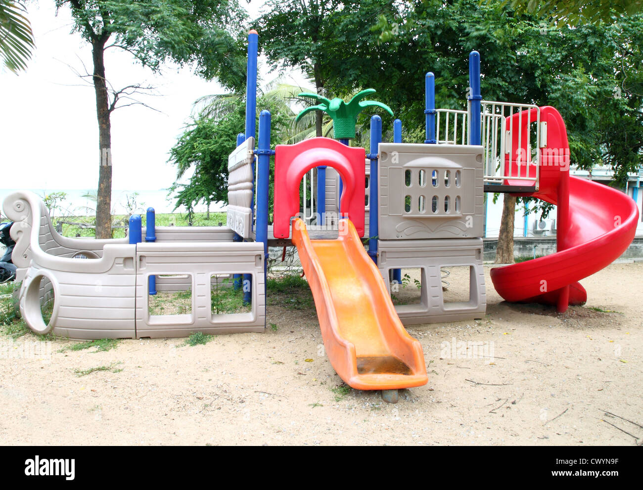 playgrounds with out children in park Stock Photo Alamy