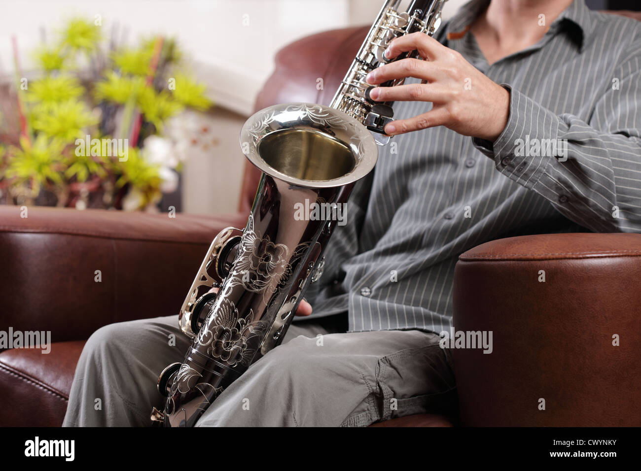 Saxophone rehearsal Stock Photo
