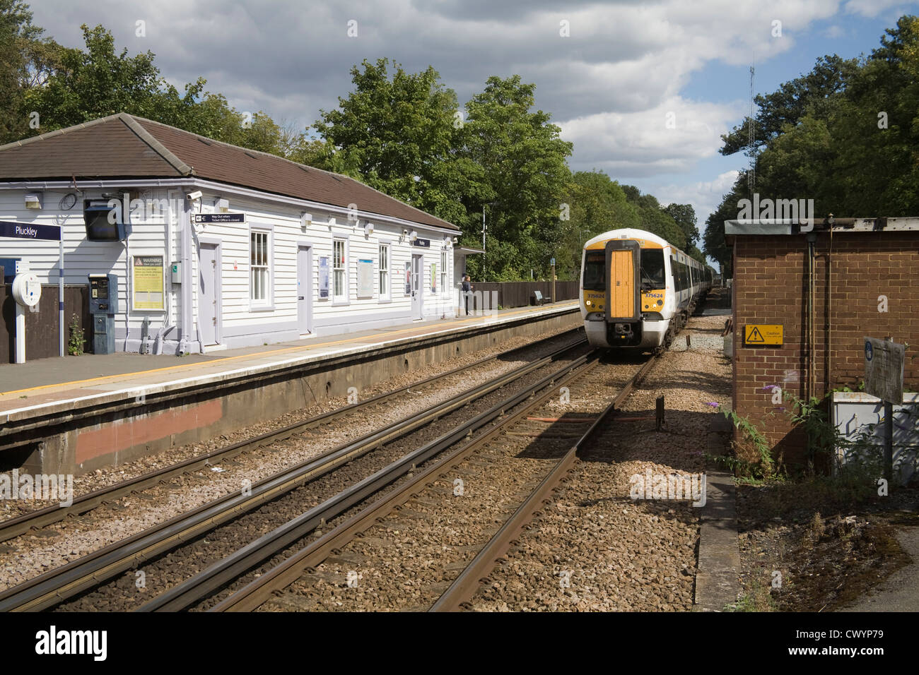 Pluckley Kent Diesel train pulling into Platform 2 unmanned Railway