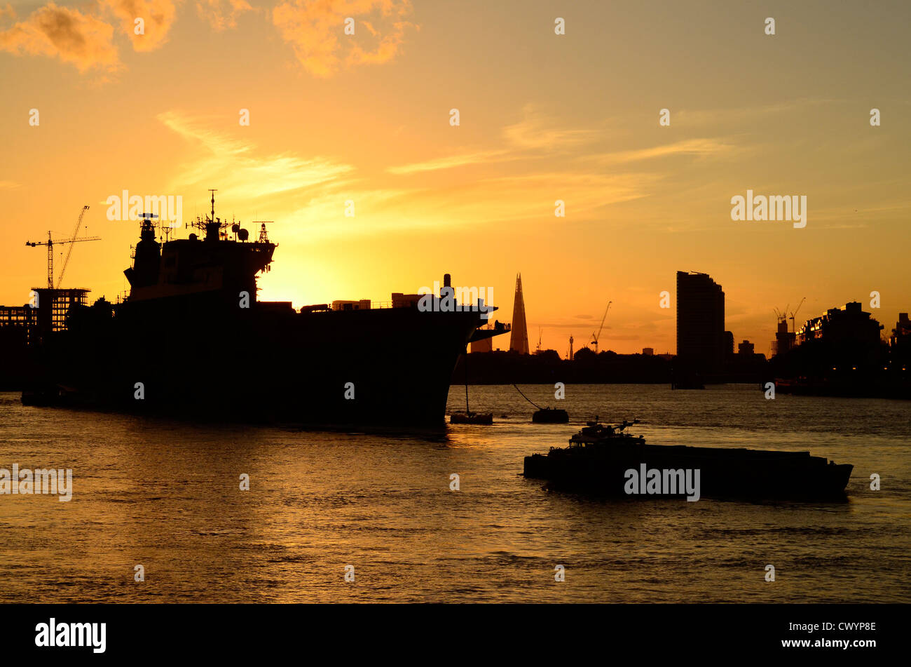 Thames sunset view west from Greenwich London UK Stock Photo