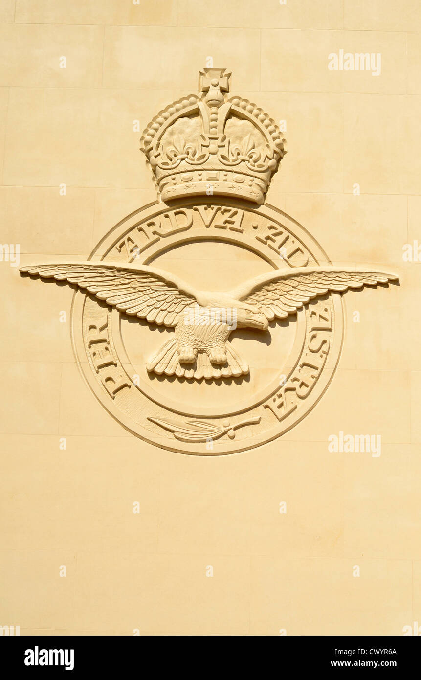 Bomber Command Memorial Details of regiment badges Green Park London UK Stock Photo