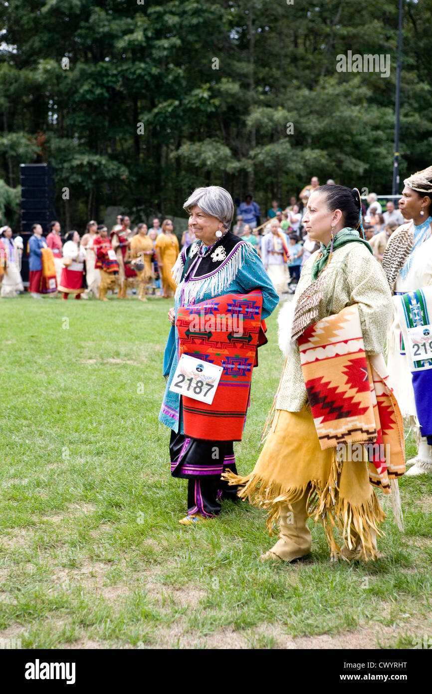 Native American women dressed in traditional regalia participate in Schemitzun 2012 Stock Photo
