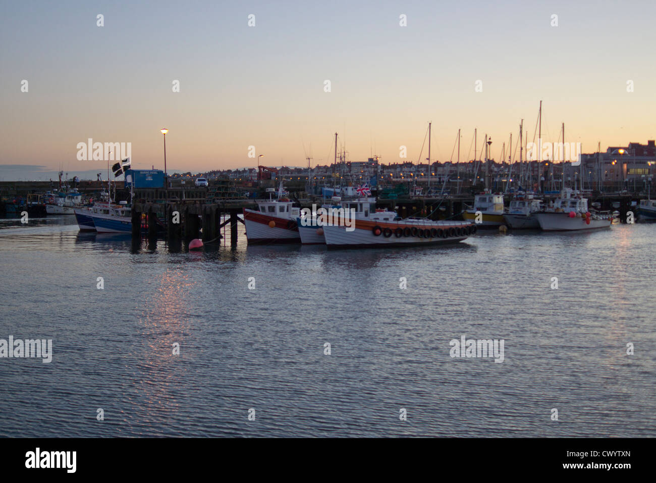 Boats in Bridlington harbour on Yorkshire's East coast Stock Photo