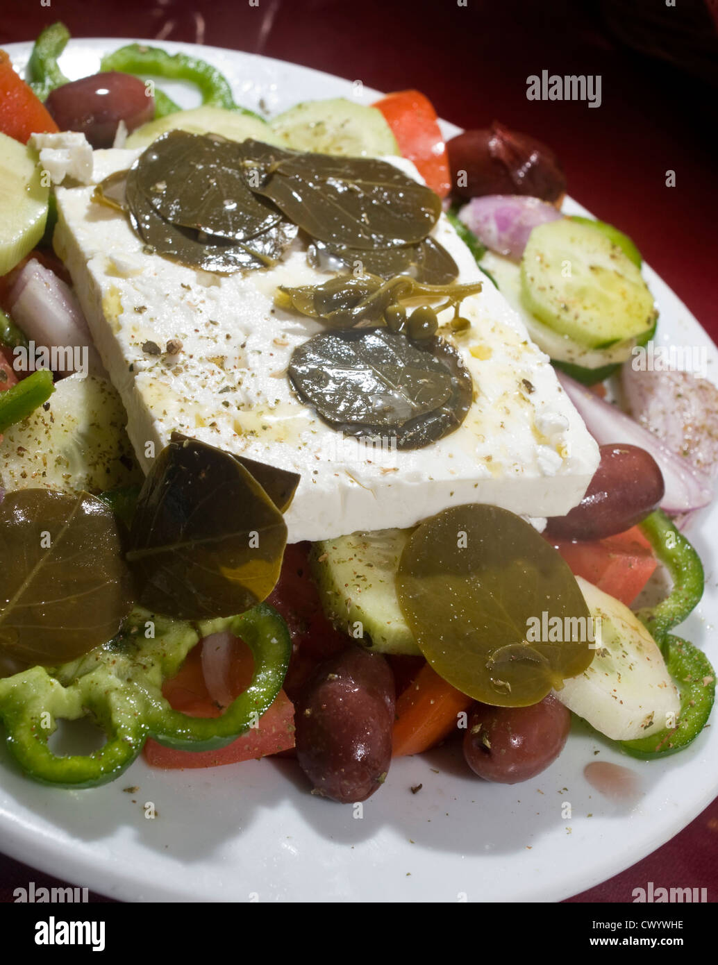 Greek salad, Santorini, Cyclades, Greece, Europe Stock Photo