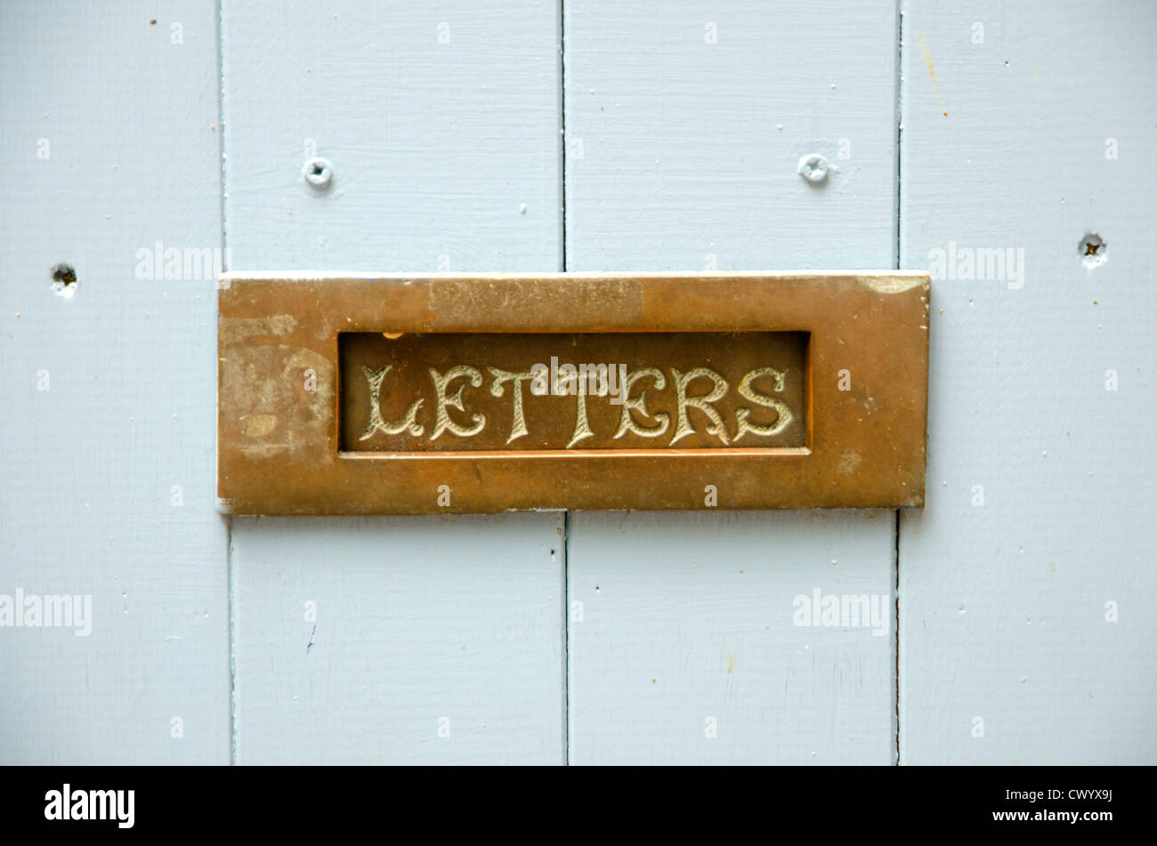 Brass letterbox Stock Photo