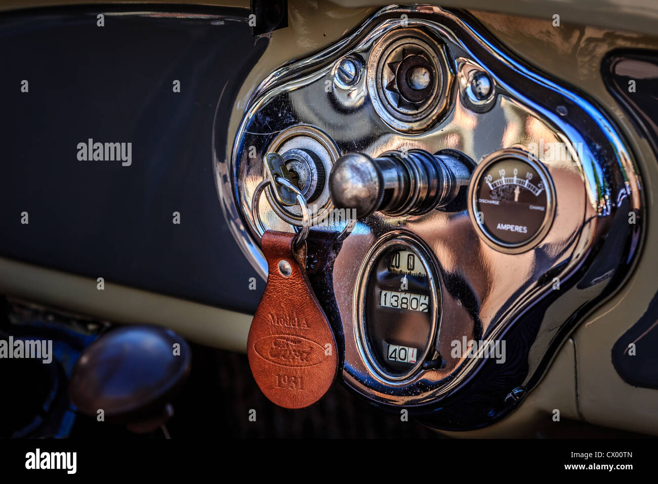 Close up of the dashboard in a Ford A model 1929, Frederikksund, Denmark Stock Photo