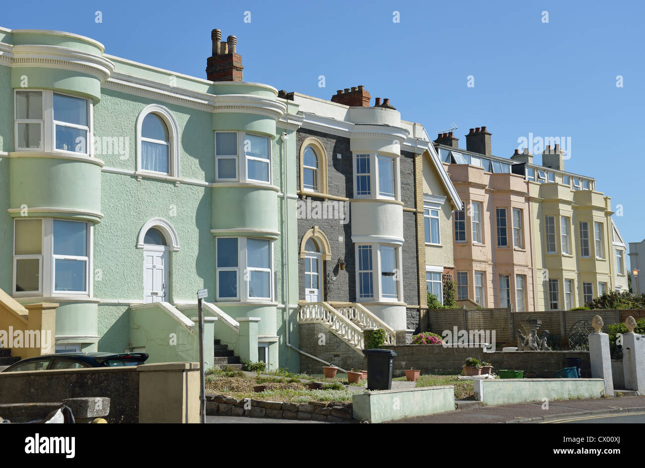 Period houses on The Esplanade, Burnham-on-Sea, Somerset, England, United Kingdom Stock Photo