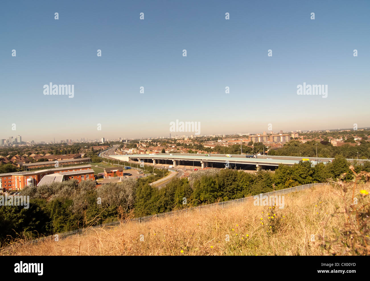 a veiw of the A13 from the beckton alps Stock Photo