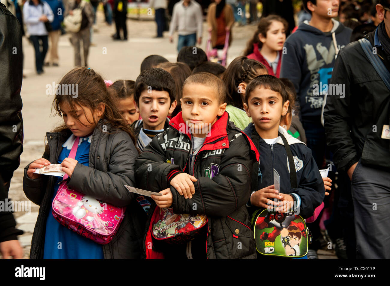 Group of Turkish school children visiting the Topkapi Palace in