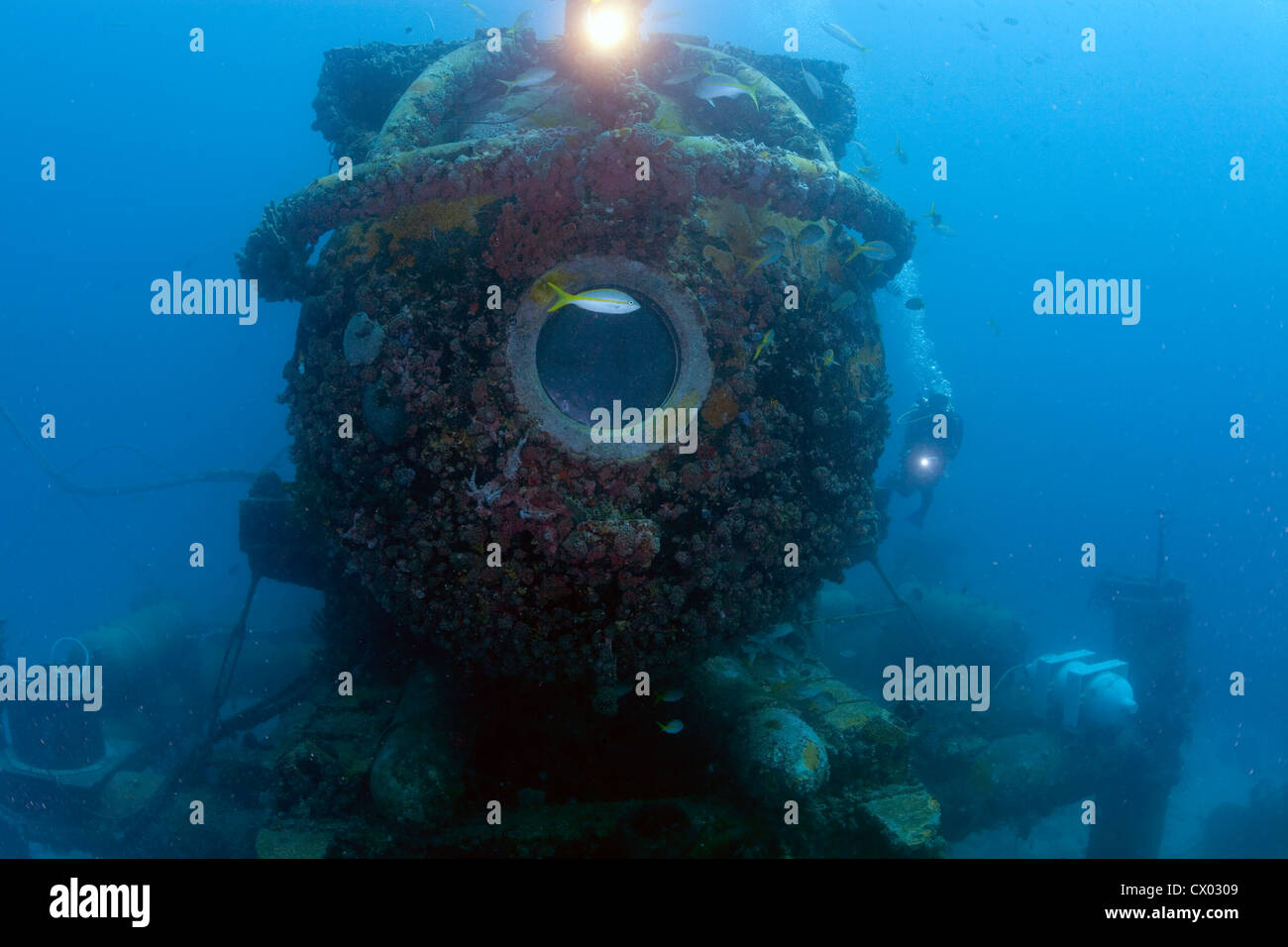 Aquarius, an underwater ocean laboratory located in the Florida Keys National Marine Sanctuary. Stock Photo