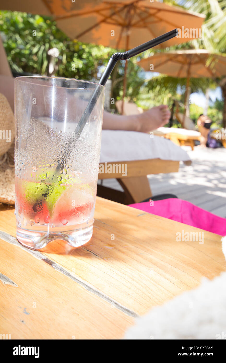 Drink by the pool - Stock Image