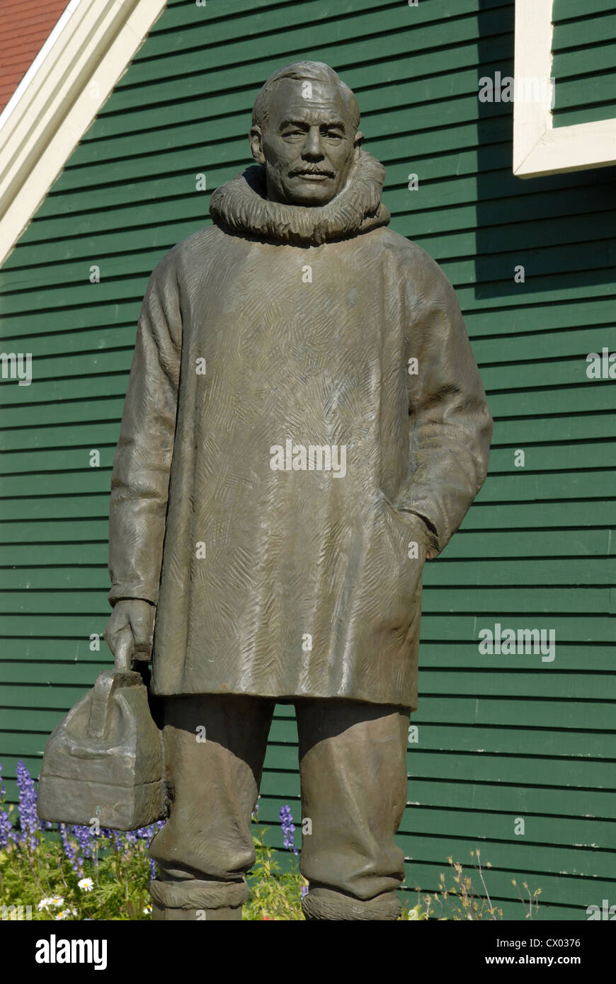 Statue of Dr Wilfred Grenfell outside the Grenfell Interpretation
