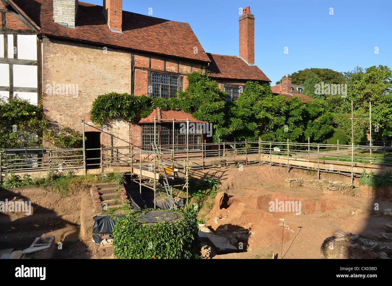 Archeological dig at New Place, alongside Nash's House, Stratford-upon-Avon, Warwickshire, UK Stock Photo