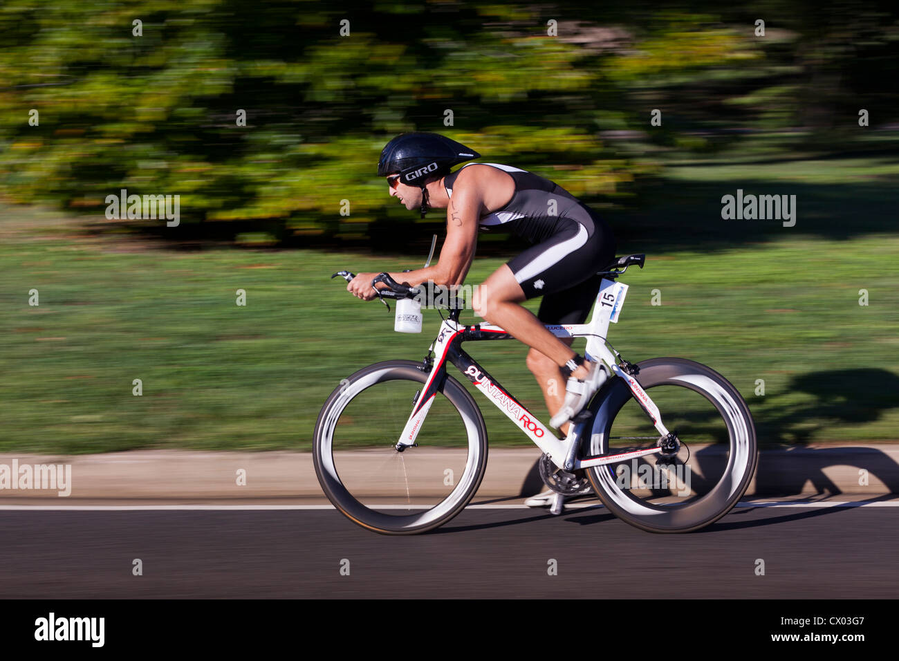 Cyclist racing in bike race - USA Stock Photo