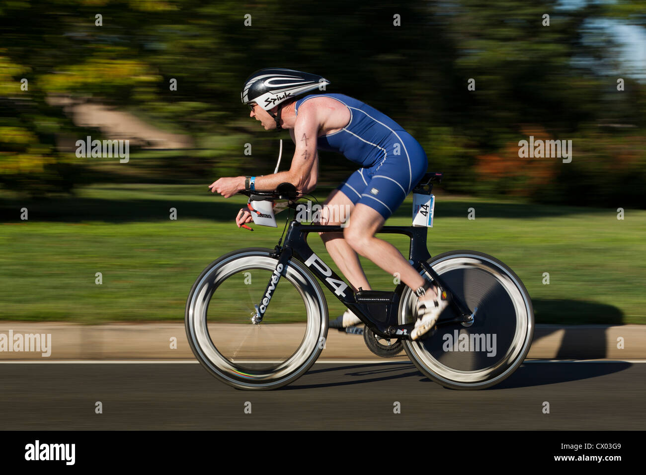 Cyclist racing in bike race - USA Stock Photo