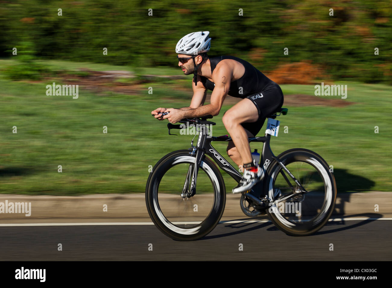Cyclist racing in bike race - USA Stock Photo