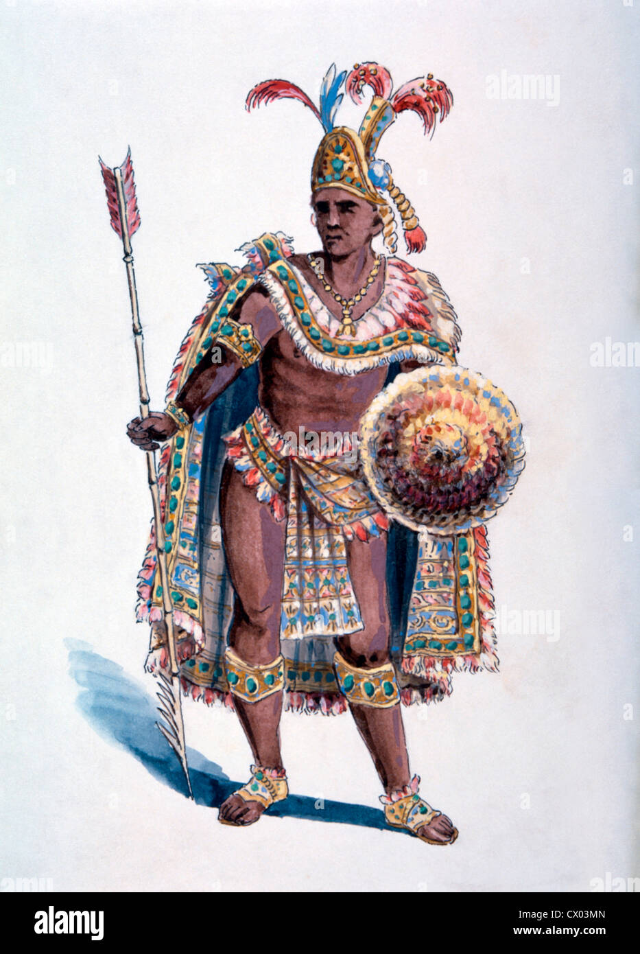 Montezuma, Aztec Emperor, Watercolor Painting by William L. Wells for the Columbian Exposition Pageant, 1892 Stock Photo