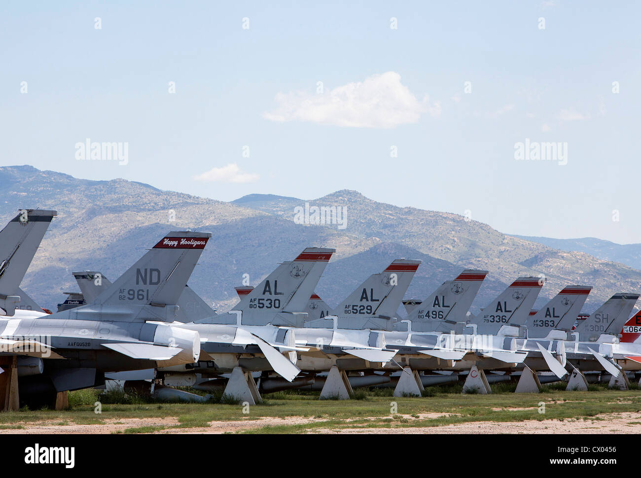 F16 Fighting Falcon aircraft in storage at the 309th Aerospace
