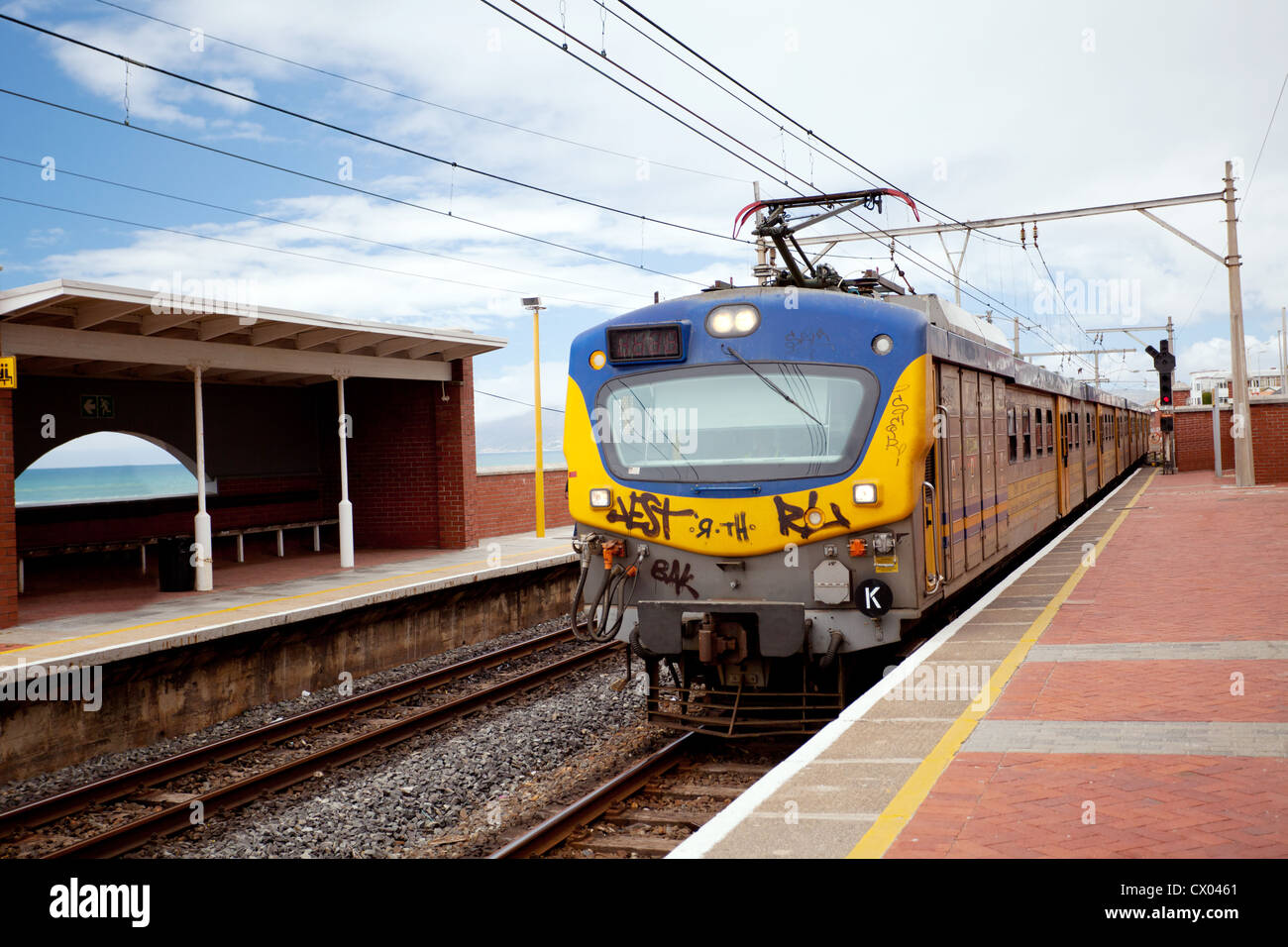 railway train and station in south africa Stock Photo