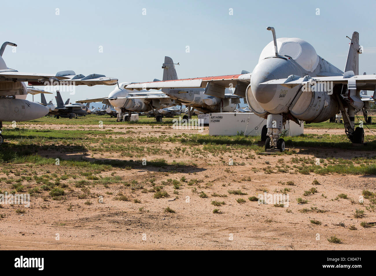 A-6 Intruder aircraft in storage at the 309th Aerospace Maintenance and Regeneration Group at Davis-Monthan Air Force Base. Stock Photo